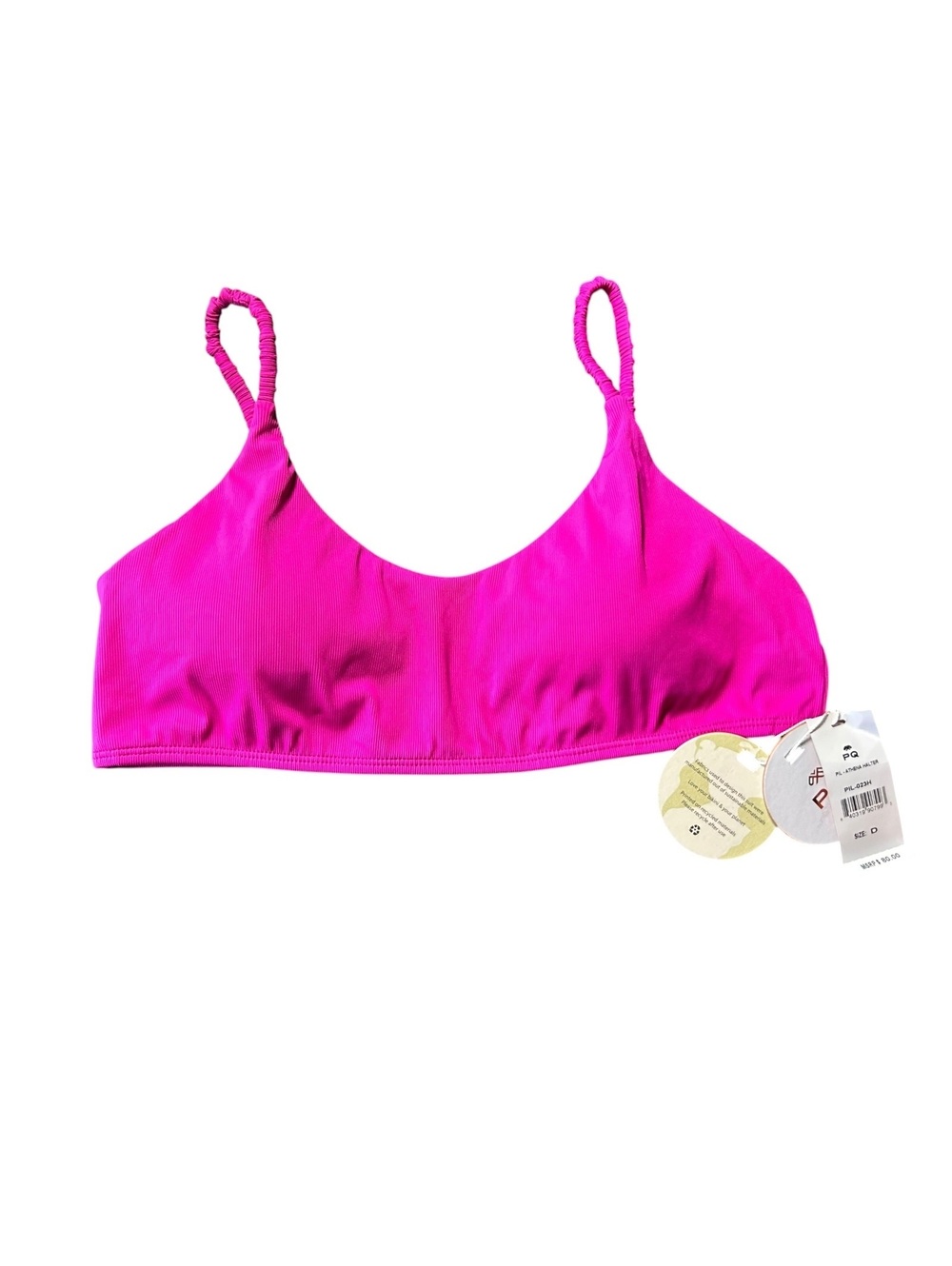 PQ SWIM fuchsia Athena bikini swim top pull on style size D cup $80 NWT